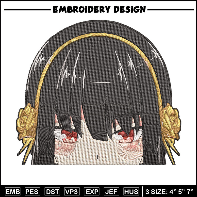 Yor peeker Embroidery Design, Spy x family Embroidery, Embroidery File, Anime Embroidery, Anime shirt, Digital download.jpg