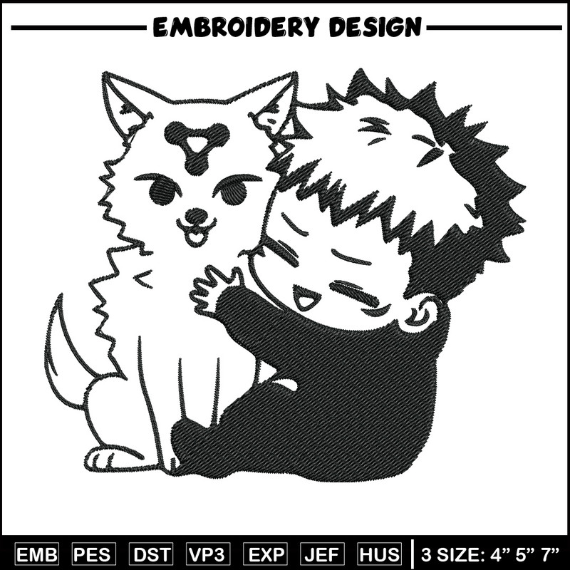 Yuji chibi Embroidery Design, Jujutsu Embroidery, Embroidery File, Anime Embroidery, Anime shirt, Digital download.jpg