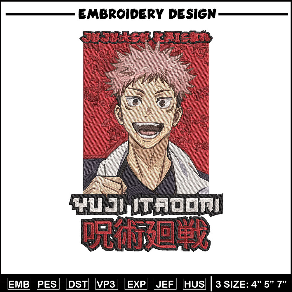 Yuji poster Embroidery Design,Jujutsu Embroidery, Embroidery File, Anime Embroidery, Anime shirt, Digital download.jpg