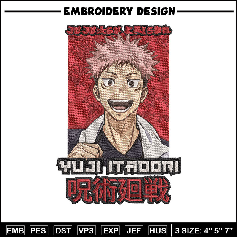 Yuji poster Embroidery Design,Jujutsu Embroidery, Embroidery File, Anime Embroidery, Anime shirt, Digital download.jpg