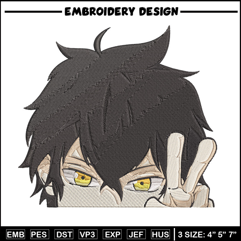 Yuno Peeker Embroidery Design, Black clover Embroidery, Embroidery File, Anime Embroidery, Anime shirt, Digital download.jpg