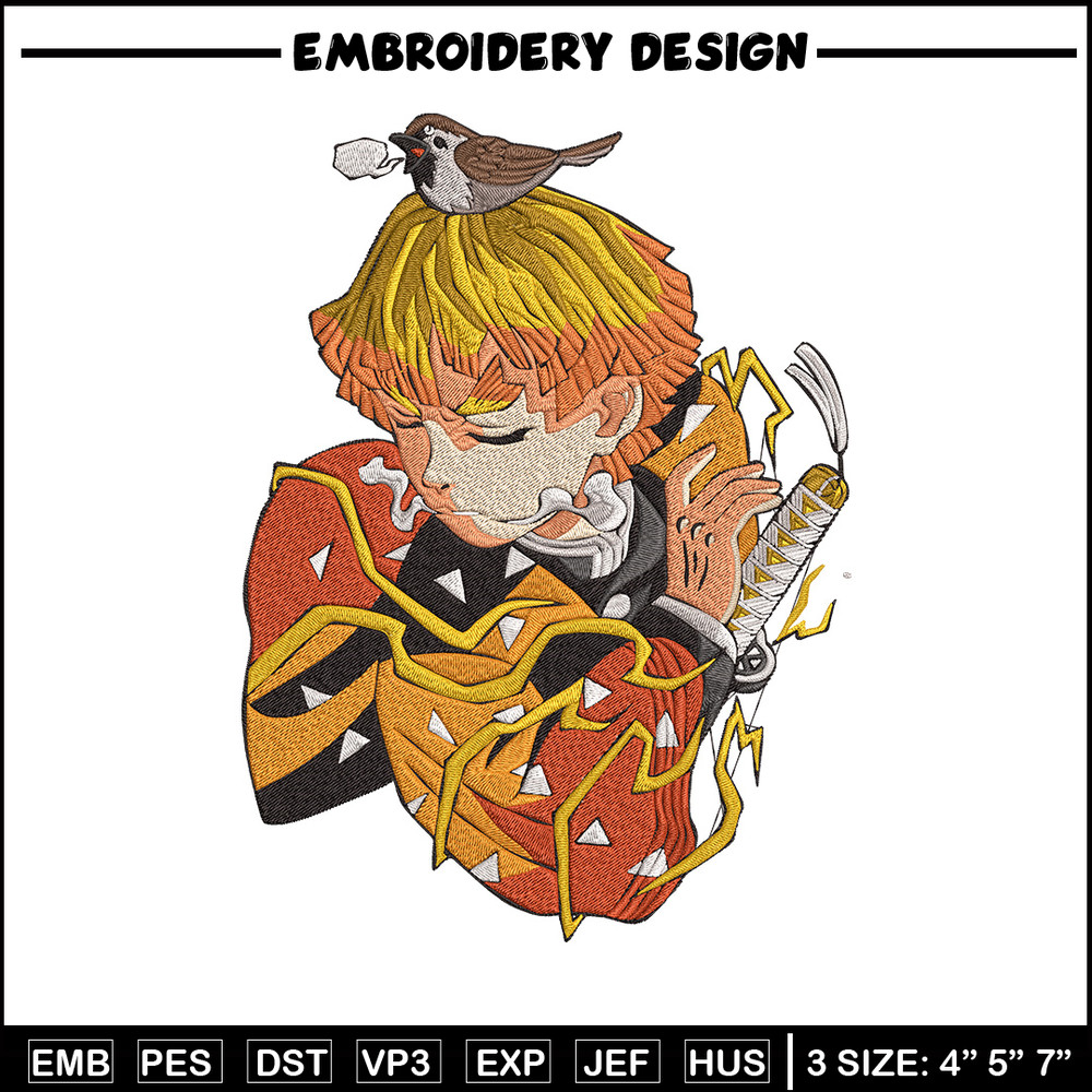 Zenitsu Agatsuma Embroidery Design,Demon slayer Embroidery, Embroidery File,Anime Embroidery,Anime shirt,Digital download.jpg