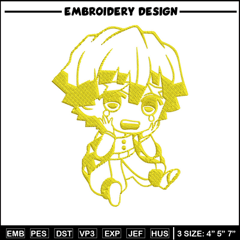 Zenitsu chibi Embroidery Design, Demon slayer Embroidery, Embroidery File, Anime Embroidery, Digital download.jpg