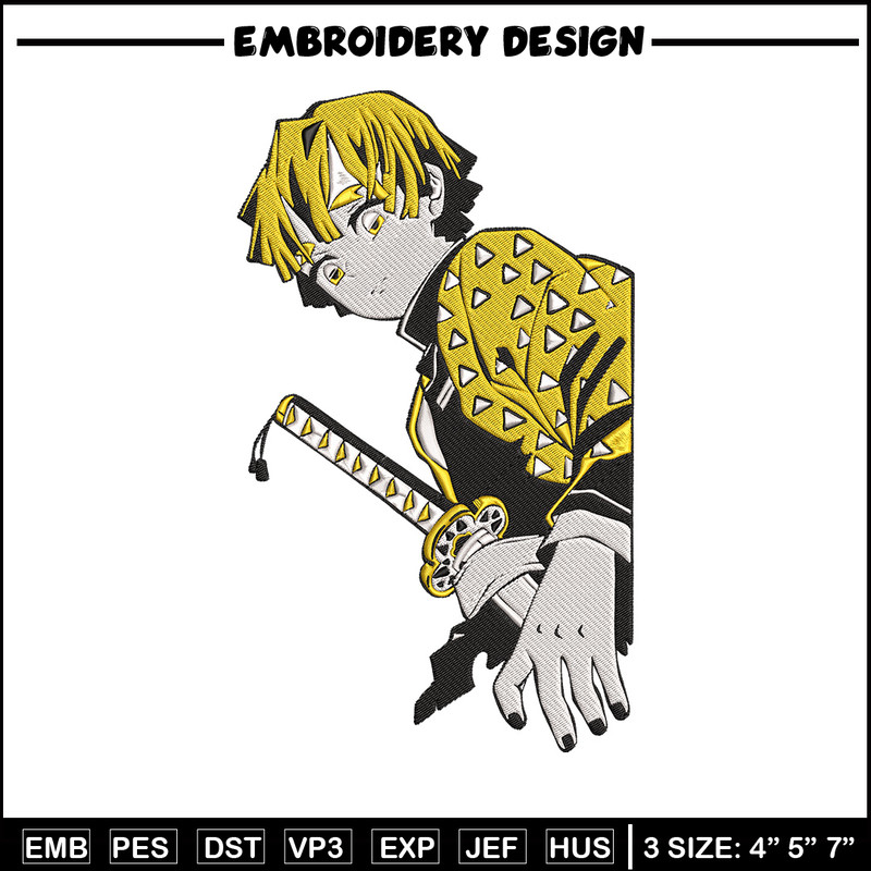 Zenitsu Embroidery Design, Demon slayer Embroidery, Embroidery File, Anime Embroidery, Anime shirt, Digital download..jpg