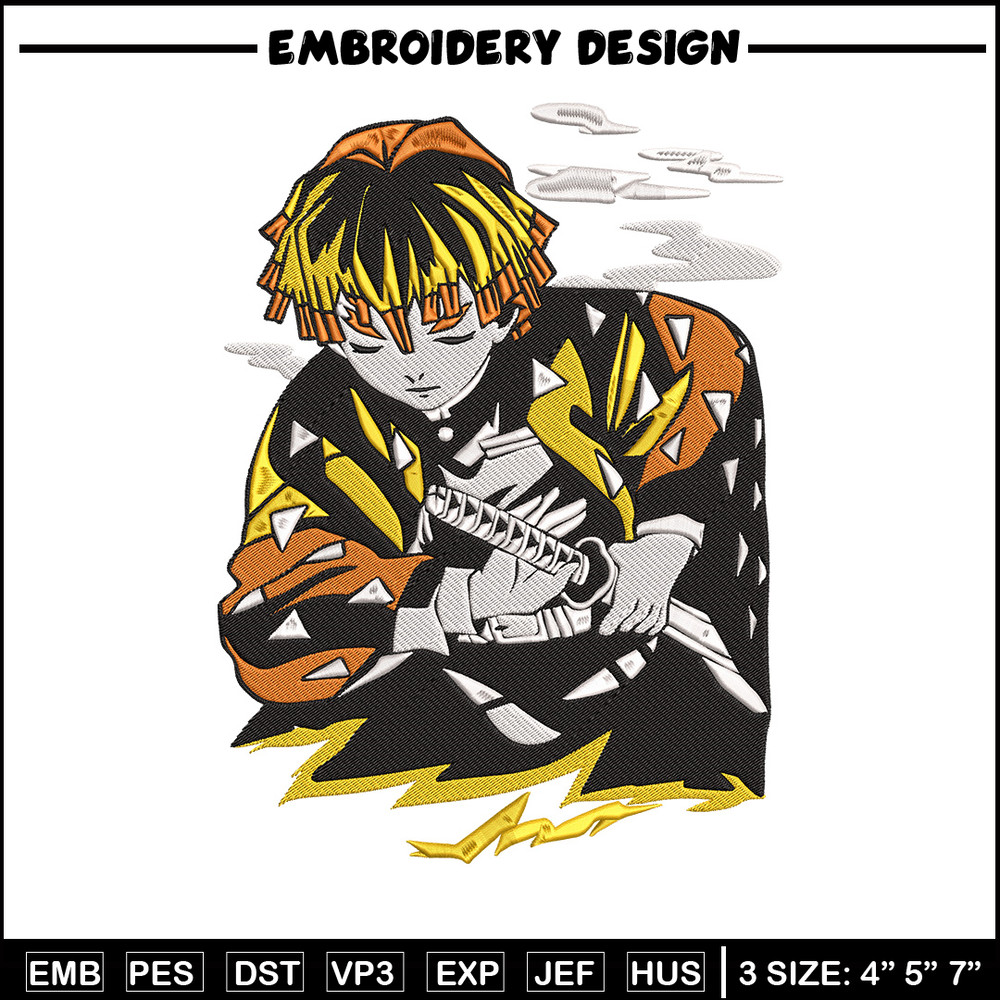 Zenitsu Embroidery Design, Demon slayer Embroidery, Embroidery File, Anime Embroidery, Anime shirt, Digital download.jpg