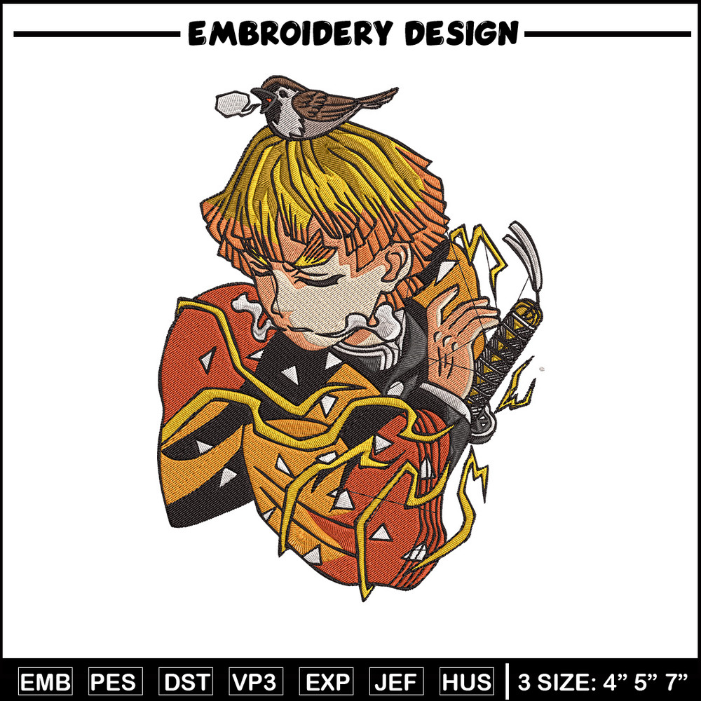Zenitsu poster Embroidery Design, Demon slayer Embroidery,Embroidery File,Anime Embroidery,Anime shirt,Digital download..jpg