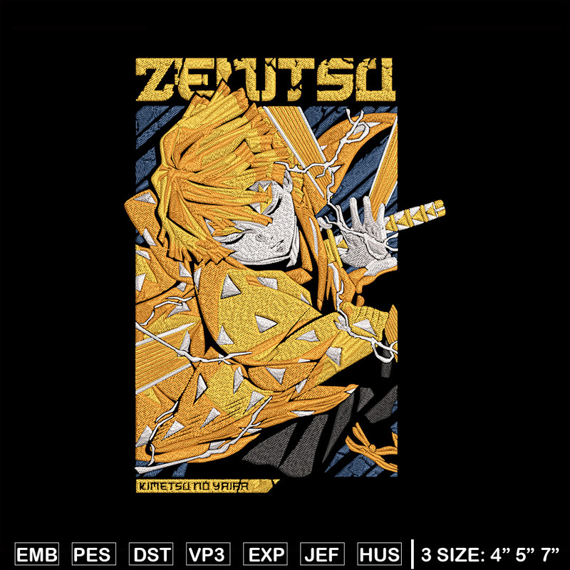 Zenitsu poster Embroidery Design, Demon slayer Embroidery,Embroidery File,Anime Embroidery,Anime shirt,Digital download.jpg