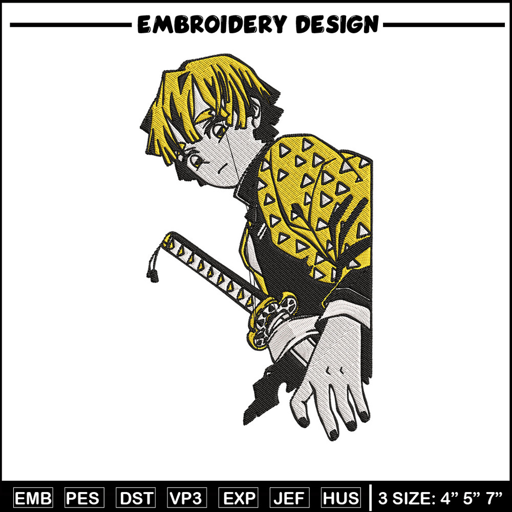 Zenitsu poster Embroidery Design,Demon slayer Embroidery, Embroidery File,Anime Embroidery,Anime shirt,Digital download.jpg