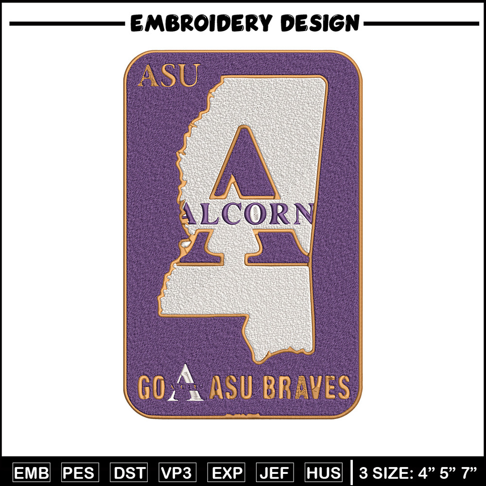 Alcorn State logo embroidery design, Logo embroidery, Sport embroidery, logo sport embroidery, Embroidery design.jpg