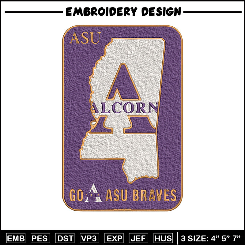 Alcorn State logo embroidery design, Logo embroidery, Sport embroidery, logo sport embroidery, Embroidery design.jpg