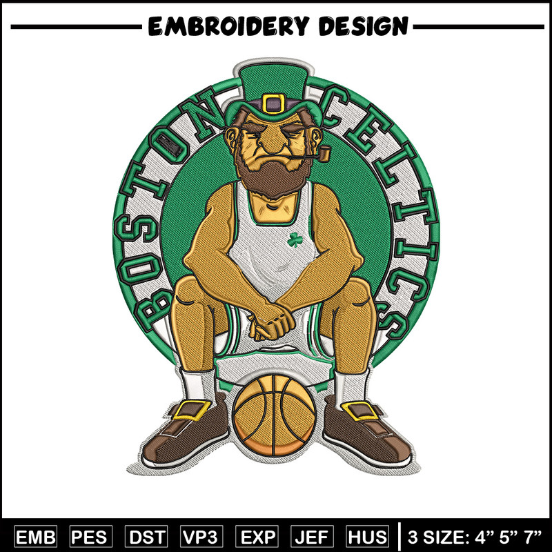 Boston Celtics mascot embroidery design, NBA embroidery, Sport embroidery, Logo sport embroidery, Embroidery design.jpg