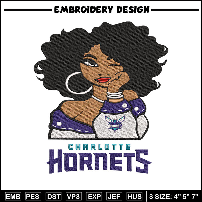 Charlotte Hornets girl embroidery design, NBA embroidery, Sport embroidery, Embroidery design, Logo sport embroidery..jpg