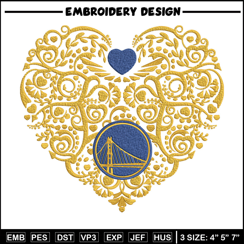 Golden State Warriors heart embroidery design, NBA embroidery,Sport embroidery, Embroidery design,Logo sport embroidery.jpg