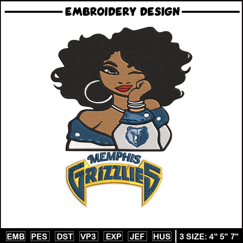 Memphis Grizzlies girl embroidery design, NBA embroidery,Sport embroidery,Embroidery design, Logo sport embroidery.jpg