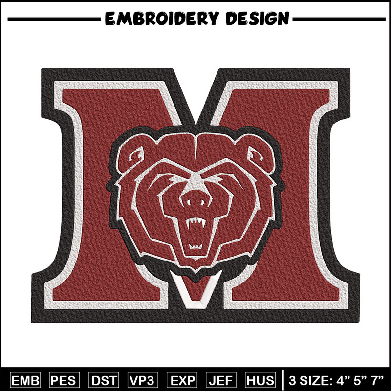 Missouri State logo embroidery design, MLB embroidery, Embroidery design, Logo sport embroidery, Sport embroidery.jpg