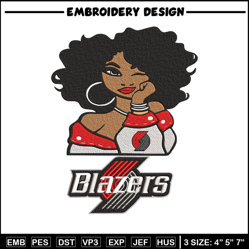 Portland Trail Blazers girl embroidery design,NBA embroidery,Sport embroidery,Embroidery design, Logo sport embroidery.jpg