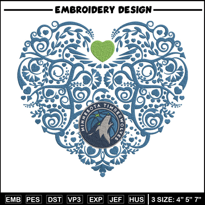 Timberwolves heart embroidery design, NBA embroidery, Sport embroidery, Embroidery design, Logo sport embroidery.jpg