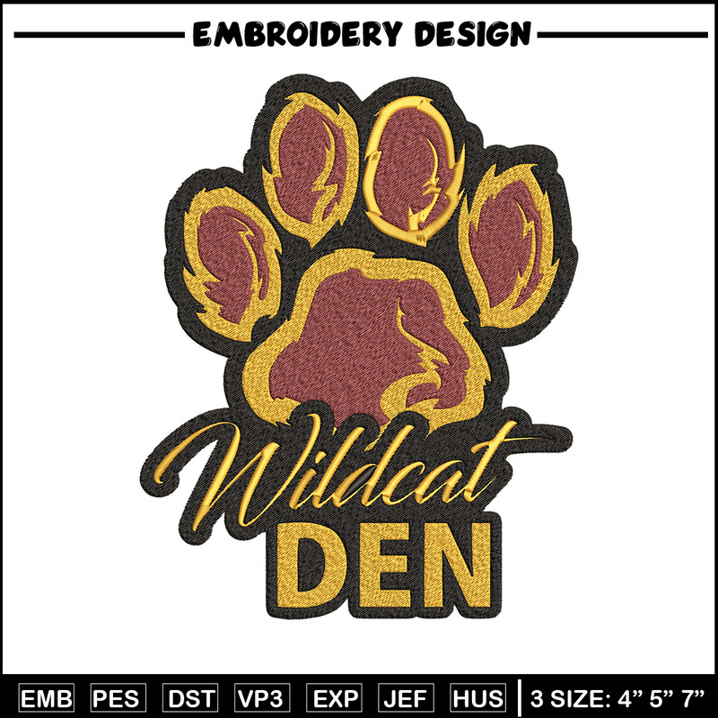 Wildcats' Den embroidery design, Logo embroidery, Sport embroidery, logo sport embroidery, Embroidery design.jpg