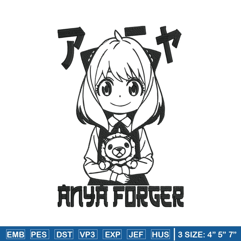 Anya forger Embroidery Design, Spy x family Embroidery, Embroidery File, Anime Embroidery, Digital download.jpg