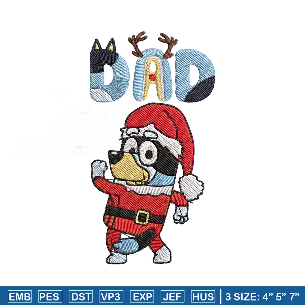 Bandit dad Embroidery Design, Bluey Embroidery, Embroidery File, Chrismas Embroidery, Anime shirt, Digital download.jpg