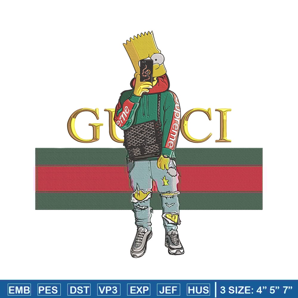 Bart Simpson Embroidery Design, Simpson Embroidery, Embroidery File, Anime Embroidery, Gucci shirt, Digital download.jpg