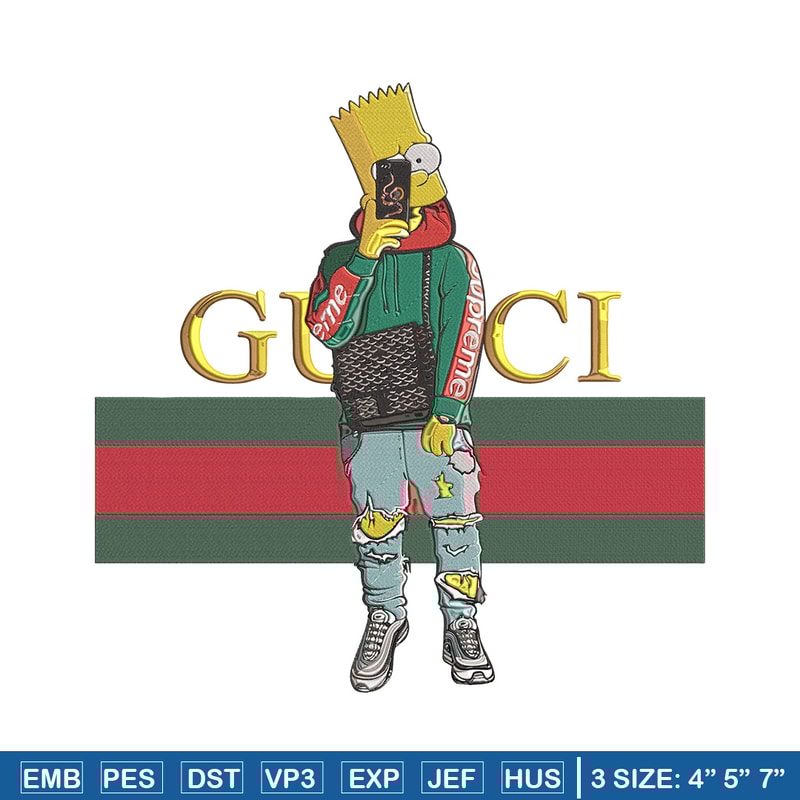 Bart Simpson Embroidery Design, Simpson Embroidery, Embroidery File, Anime Embroidery, Gucci shirt, Digital download.jpg