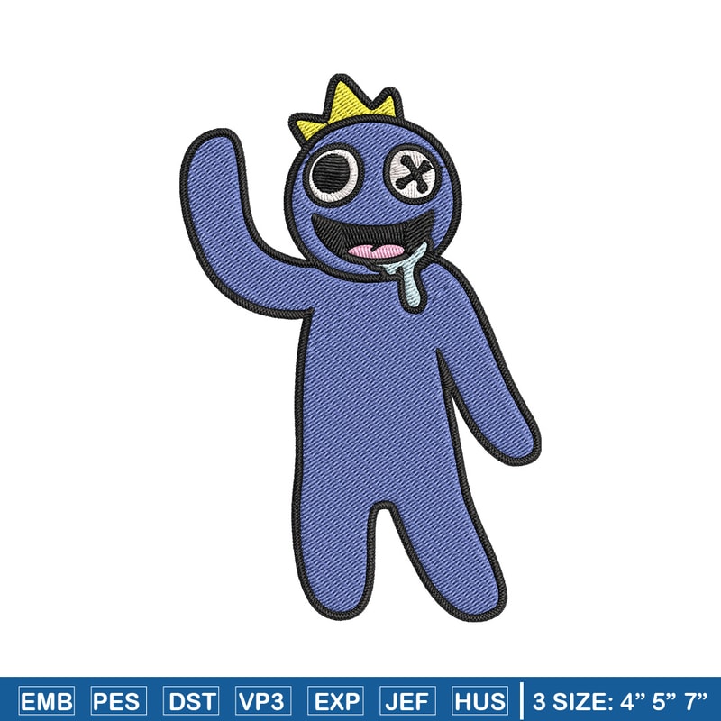 Blue Rainbow Embroidery Design, Rainbow Friends Embroidery, Embroidery File, Anime Embroidery, Digital download..jpg