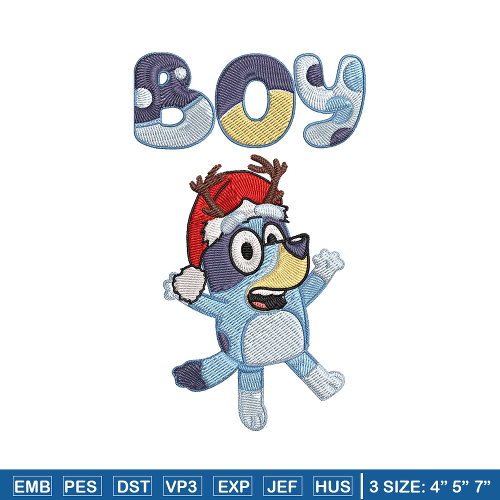 Bluey boy Embroidery Design, Bluey Embroidery, Embroidery File, Chrismas Embroidery, Anime shirt, Digital download.jpg