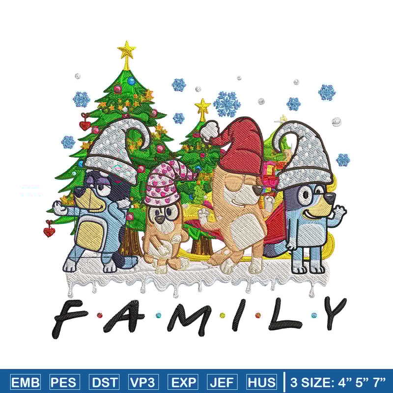 Bluey family Embroidery Design, Bluey Embroidery, Embroidery File, Chrismas Embroidery, Anime shirt, Digital download.jpg