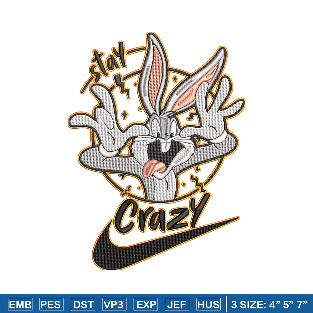 Bugs Bunny Embroidery Design, Looney Tunes Embroidery, Embroidery File, Nike Embroidery, Anime shirt, Digital download.jpg