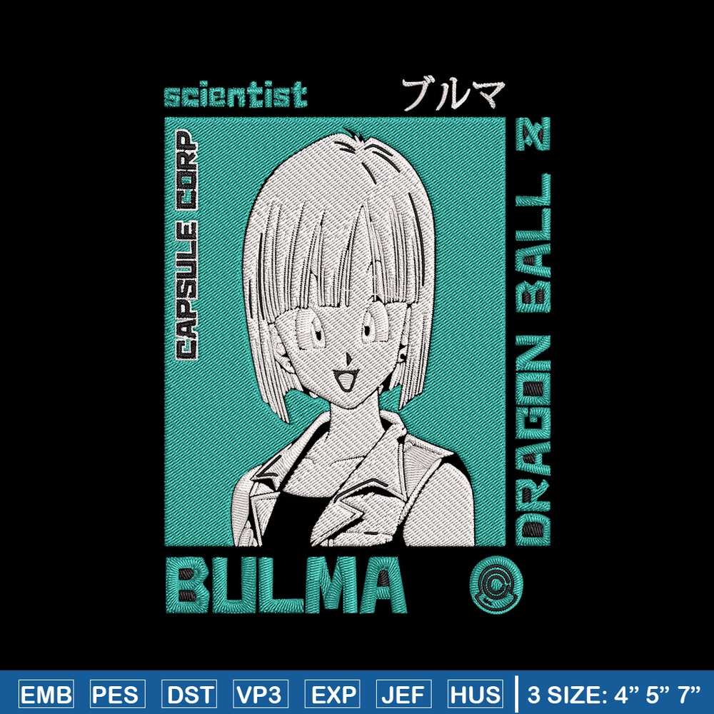 Bulma poster Embroidery Design, Dragonball Embroidery, Embroidery File, Anime Embroidery, Anime shirt, Digital download..jpg