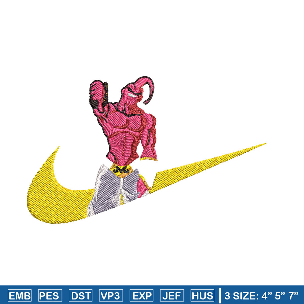 Buu x nike Embroidery Design, Dragonball Embroidery, Embroidery File, Nike Embroidery, Anime shirt, Digital download.jpg