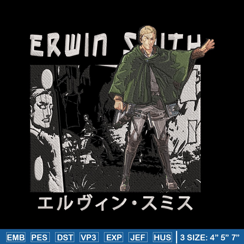 Erwin Smith Embroidery Design, Aot Embroidery, Embroidery File, Anime Embroidery, Anime shirt, Digital download.jpg