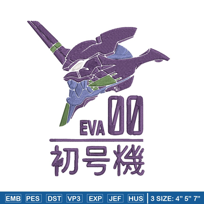 Eva 00 Evangelion Embroidery Design, Evangelion Embroidery,Embroidery File,Anime Embroidery,Anime shirt,Digital download.jpg