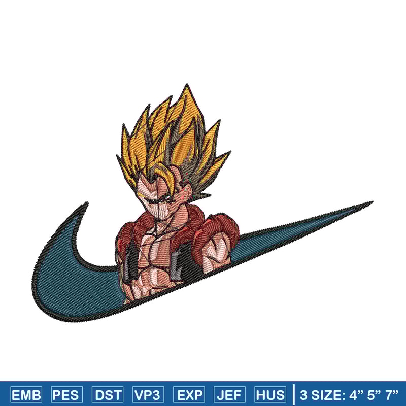 Gogeta x nike Embroidery Design, Dragonball Embroidery, Embroidery File, Nike Embroidery, Anime shirt, Digital download.jpg