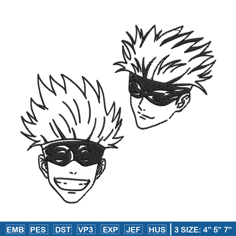Gojo face Embroidery Design, Jujutsu Embroidery, Embroidery File, Anime Embroidery, Anime shirt, Digital download.jpg