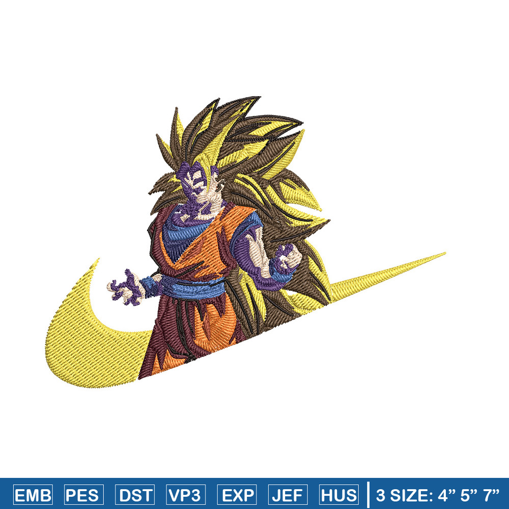 Goku ssj 3 Embroidery Design, Dragonball Embroidery, Embroidery File, Nike Embroidery, Anime shirt, Digital download.jpg