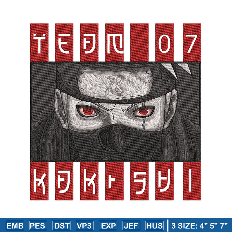 Hatake Kakashi Embroidery Design, Naruto Embroidery, Embroidery File, Anime Embroidery, Anime shirt,Digital download.jpg