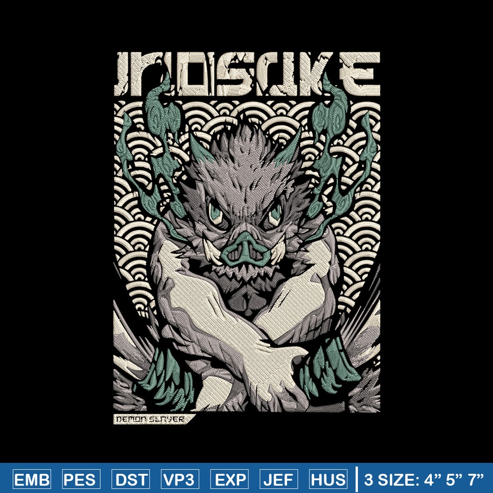 Inosuka poster Embroidery Design, Demon slayer Embroidery, Embroidery File,Anime Embroidery,Anime shirt,Digital download.jpg