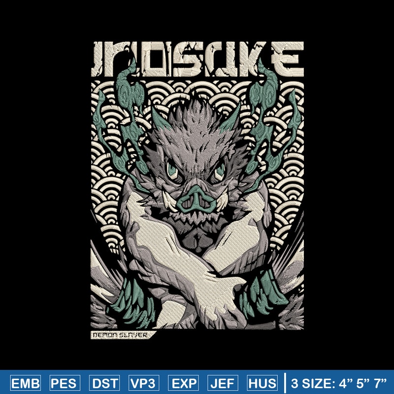Inosuka poster Embroidery Design, Demon slayer Embroidery, Embroidery File,Anime Embroidery,Anime shirt,Digital download.jpg