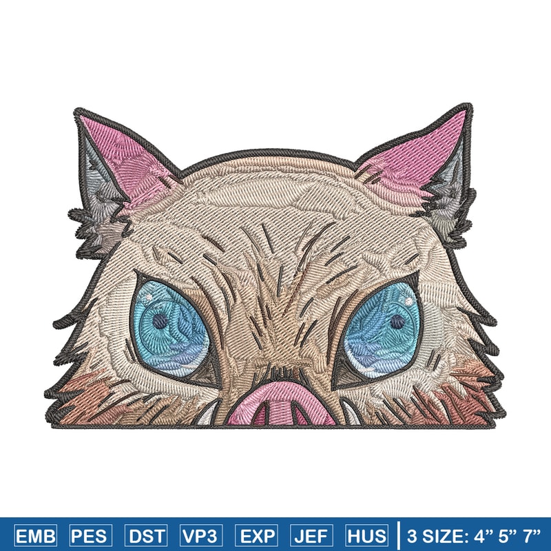 Inosuke Peeker Embroidery Design, Demon slayer Embroidery, Embroidery File, Anime Embroidery, Digital download..jpg