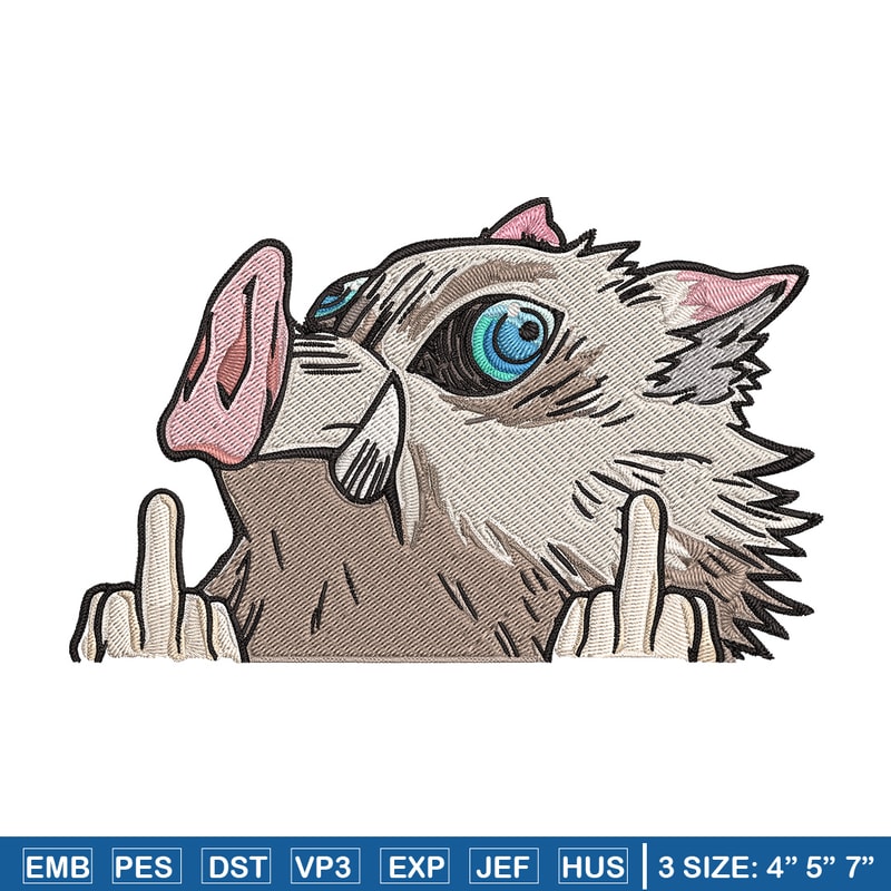 Inosuke Peeker Embroidery Design, Demon slayer Embroidery, Embroidery File, Anime Embroidery, Digital download.jpg