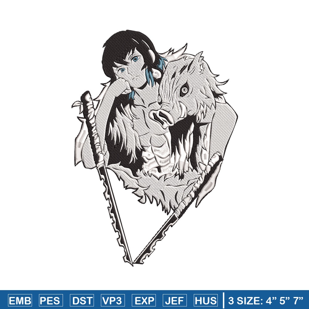 Inosuke poster Embroidery Design,Demon slayer Embroidery, Embroidery File,Anime Embroidery,Anime shirt,Digital download.jpg