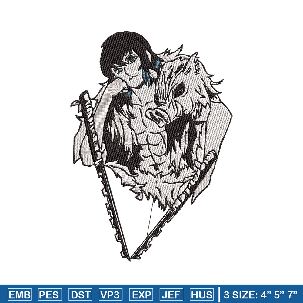 Inosuke poster Embroidery Design,Demon slayer Embroidery,Embroidery File,Anime Embroidery,Anime shirt, Digital download..jpg