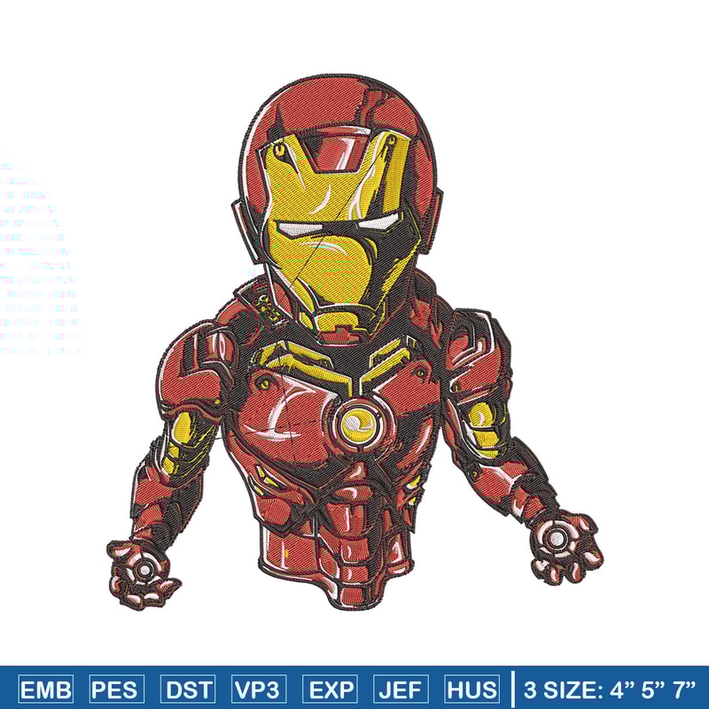 Iron man chibi Embroidery Design, Marvel Embroidery, Embroidery File, Anime Embroidery, Anime shirt, Digital download.jpg