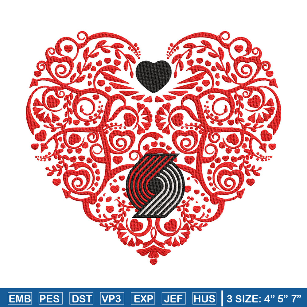 Portland Trail Blazers heart embroidery design,NBA embroidery,Sport embroidery,Embroidery design, Logo sport embroidery.jpg