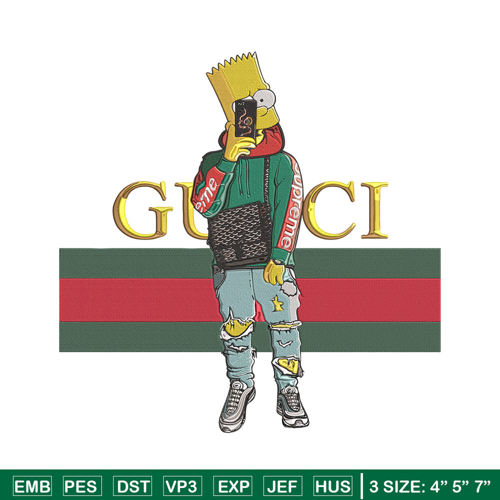Bart Simpson Embroidery Design, Simpson Embroidery, Embroidery File, Anime Embroidery, Gucci shirt, Digital download.jpg