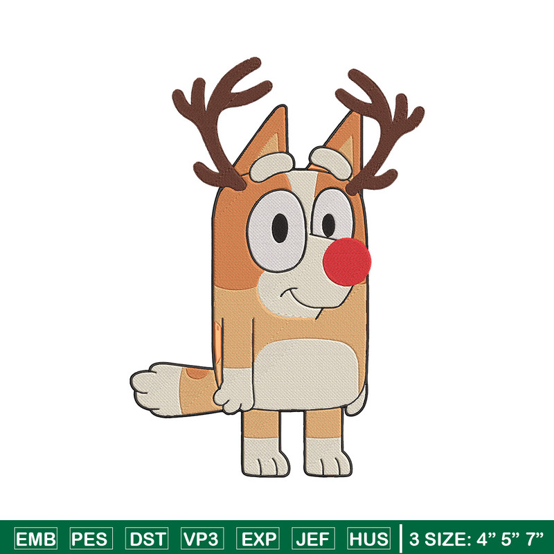 Bingo reineer Embroidery Design, Bluey Embroidery, Embroidery File, Chrismas Embroidery, Anime shirt, Digital download.jpg