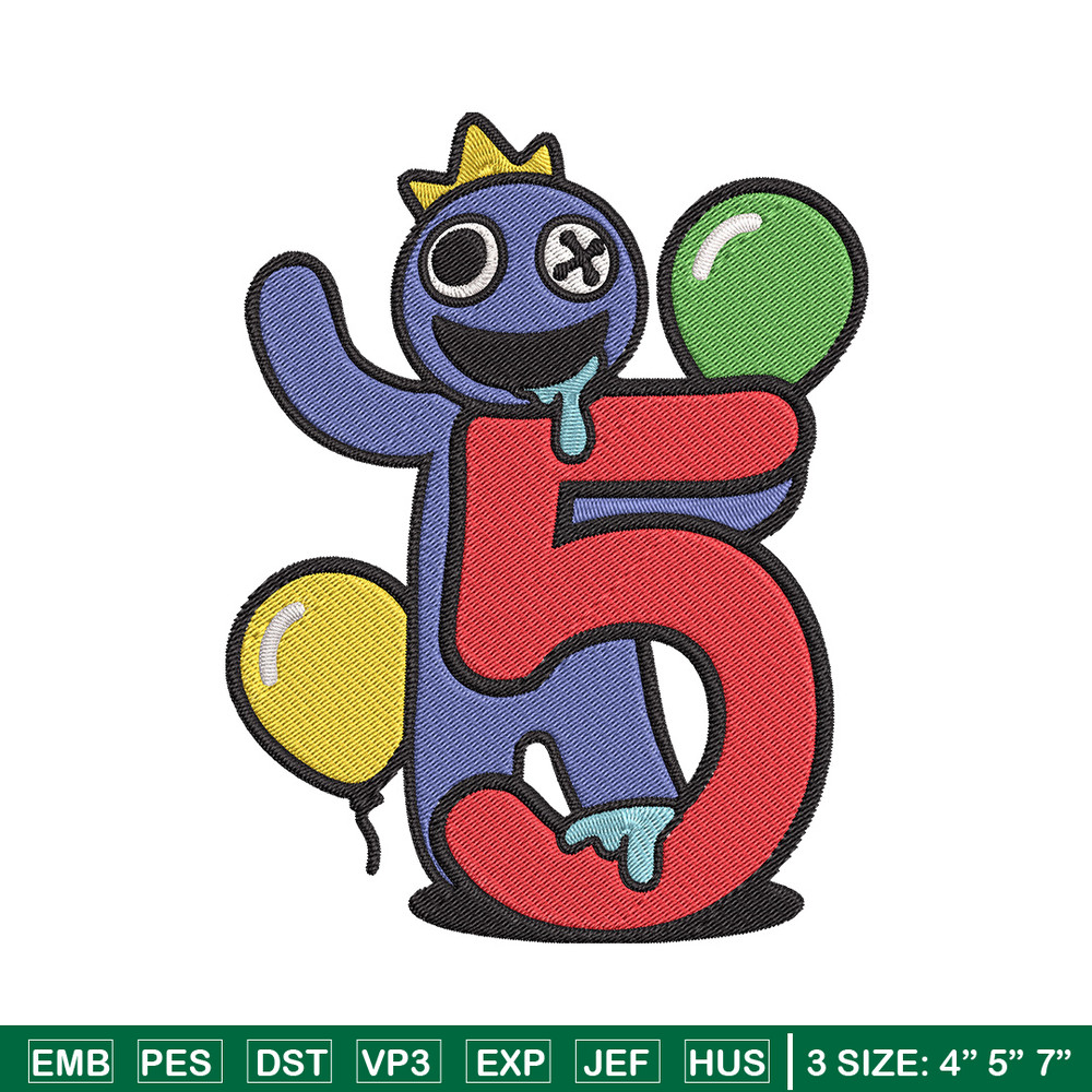 Blue Rainbow Embroidery Design, Rainbow Friends Embroidery, Embroidery File, Anime Embroidery, Digital download.jpg