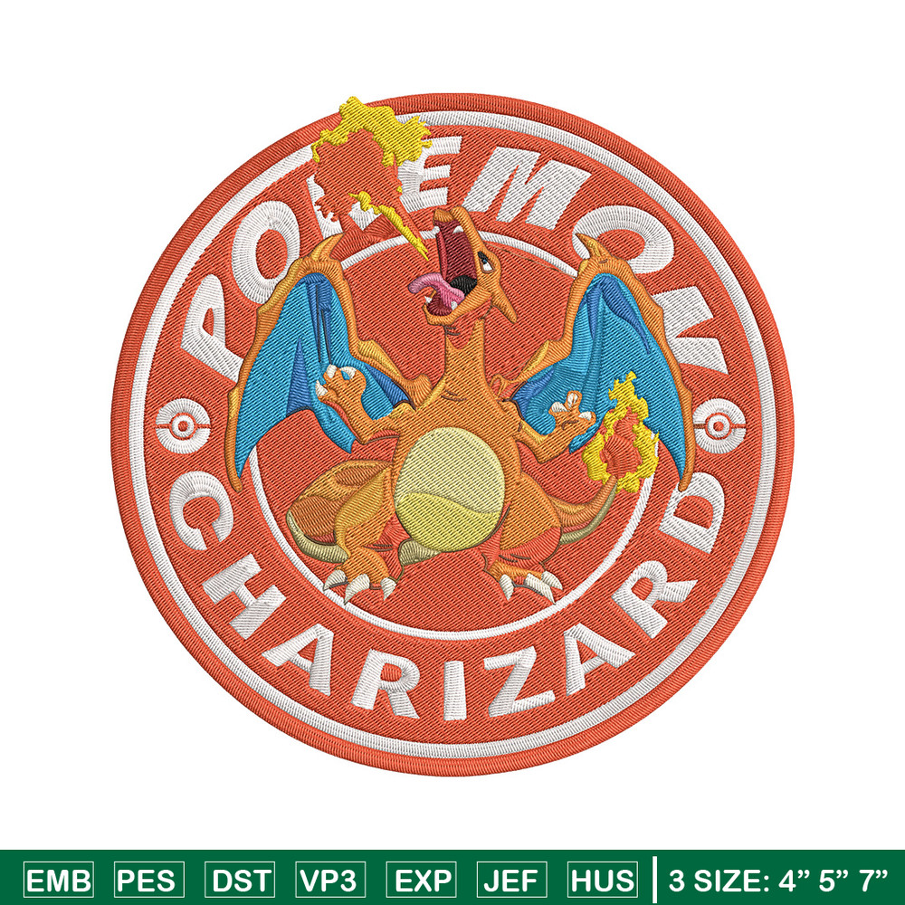 Charizard Embroidery Design, Pokemon Embroidery, Embroidery File, Anime Embroidery, Anime shirt, Digital download..jpg